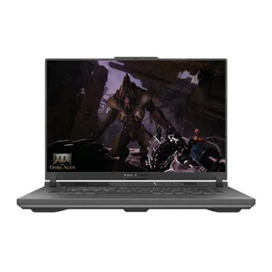 ASUS ROG Strix G16 2026 gaming laptop in Eclipse Gray with RGB lighting, open, viewed from front-three-quarters
