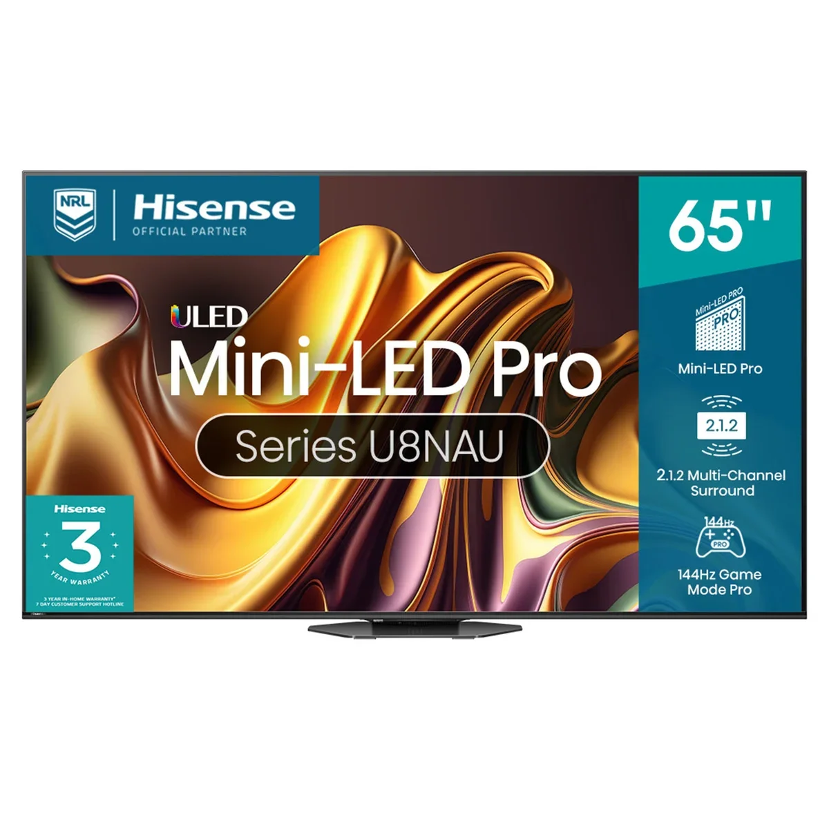 Hisense U8N 65 inch QLED TV with bright display