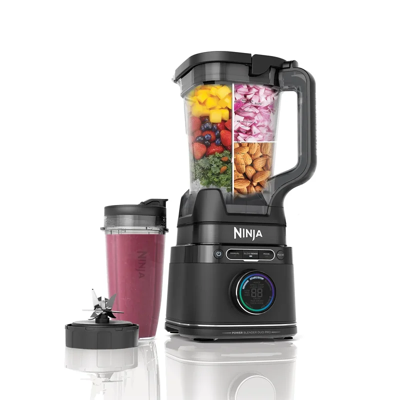 Ninja Detect Duo Power Blender Pro TB301 in black with 2.1L main jug and 700mL single-serve cup