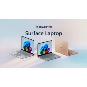 Microsoft Surface Laptop 13.8 inch in Sapphire, open, viewed from front-three-quarters