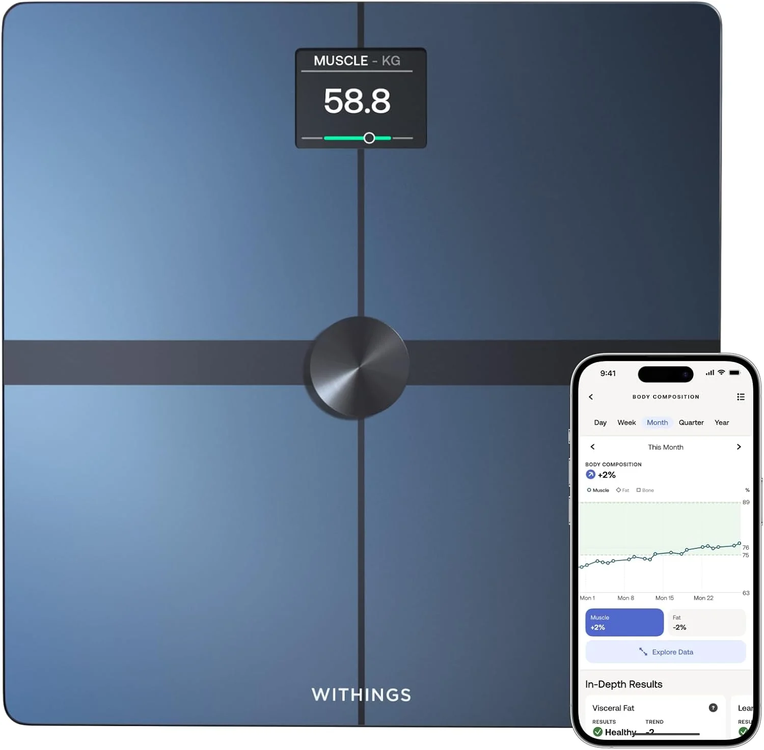 Withings Body+ white smart scale with digital display